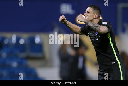 Brighton & Hove Albion Anthony Knockaert feiert seinen Sieg, nachdem der Himmel Bet Championship match bei Loftus Road, London. Stockfoto