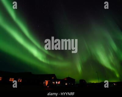 Aurora Borealis vom Hotel Ranga in Südisland Stockfoto