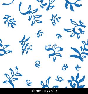 Abstrakte nahtlose Hintergrund in Form von Blumen Gzhel Stil, weiße blaue russischen Muster Stock Vektor