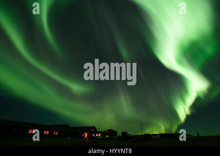 Aurora Borealis vom Hotel Ranga in Südisland Stockfoto