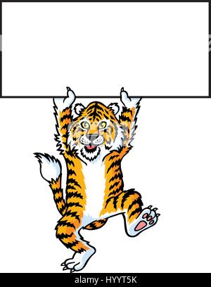 Tiger mit einem Schild. Vektor-Illustration. Stock Vektor