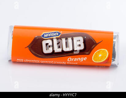 McVitie's Orange Club Biscuit, Jacob's Club Biscuit, entstand um 1914 in Irland. Stockfoto