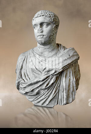 Römische Skulptur Büste von Publius Septimius Antoninus Geta besser bekannt als Geta Bruder Caracalla-Thermen, gemacht von 209 bis 212 n. und ausgegraben aus den Stockfoto