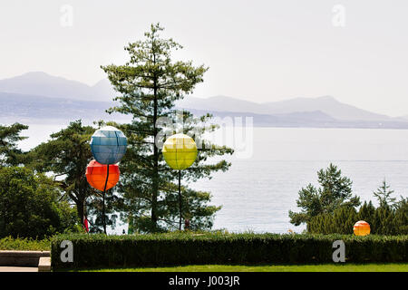 Lausanne, Schweiz - 26. August 2016: Olympiapark am Genfer See Ufer, Ouchy, Lausanne, Schweiz Stockfoto