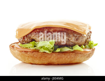 Burger-Zutaten isoliert auf weißem Hintergrund, Verfahren zur Herstellung von hamburger Stockfoto