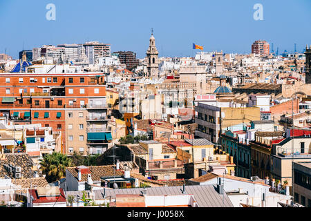 Panoramische Luftaufnahme der Stadt Valencia In Spanien Stockfoto