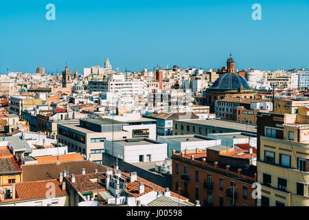 Panoramische Luftaufnahme der Stadt Valencia In Spanien Stockfoto