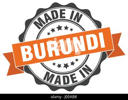 hergestellt in Burundi Runde Siegel Stock Vektor