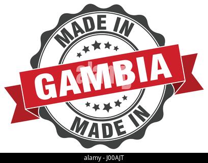 in Gambia gemacht Runde Siegel Stock Vektor
