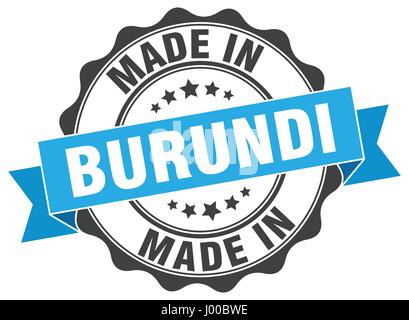 hergestellt in Burundi Runde Siegel Stock Vektor