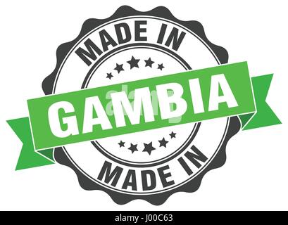 in Gambia gemacht Runde Siegel Stock Vektor