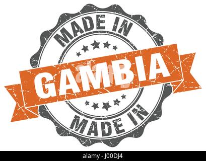 in Gambia gemacht Runde Siegel Stock Vektor