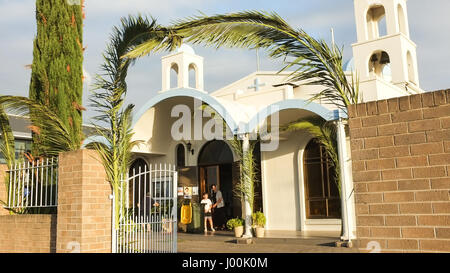 Adelaide, Australien. 8. April 2017. Kirchen in Adelaide sind mit Palmen für den Beginn der Karwoche und Ostern geschmückt. Am Palmsonntag erinnert an den Einzug Jesu in Jerusalem vor Karfreitag Credit: Amer Ghazzal/Alamy Live-Nachrichten Stockfoto