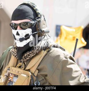 London, 8. April 2017, London Games Festival Parade, Cosplayer Stockfoto