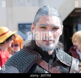 London, 8. April 2017, London Games Festival Parade, Cosplayer Stockfoto