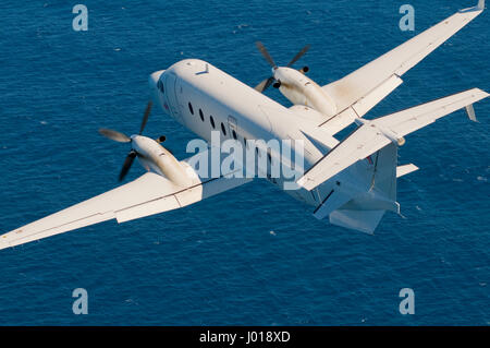 Eine Luftaufnahme des eine Beechcraft B1900D Kurzstrecke / charter-Flugzeug. Stockfoto