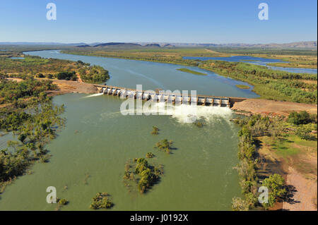 Luftaufnahme des Ord River Diversion dam, der Kimberley-Region, Western Australia. Stockfoto