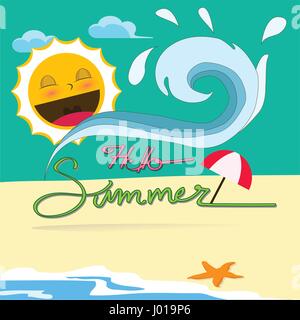 Hallo Sommer, heißen Sommer Strand Vektor Stock Vektor