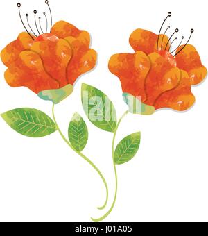 Colorwater Farbe orange Blumen Stock Vektor