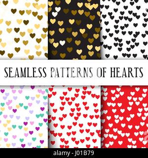 Vektor-Set von seamless pattern mit Herzen. Perfekt für Valentine s Day, Hochzeiten oder romantische Geschenke. Stock Vektor