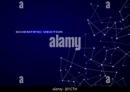 Struktur der molekularen Teilchen und Atom polygonalen abstrakten Hintergrund Technik und Wissenschaft Konzept Vektor-illustration Stock Vektor