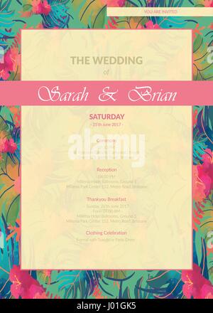 Hochzeitseinladung - farbigen, ist ein Design-Vorlagen mit einer leistungsfähigen Farbe für Ihre Hochzeit Einladungskarte Stock Vektor