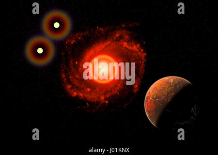 Exoplanet Proxima Centauri B, umkreist die Rote Zwerg Proxima Centauri, Teil des im binären Sternensystem Alpha Centauri Stockfoto