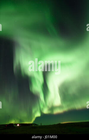Aurora Borealis vom Hotel Ranga in Südisland Stockfoto