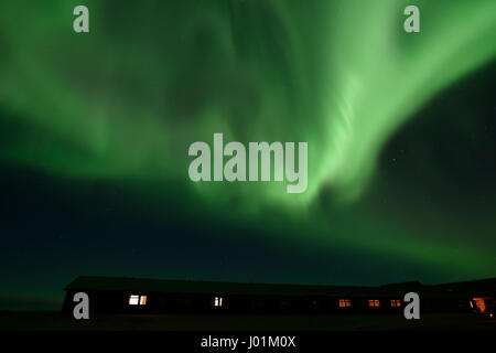 Aurora Borealis vom Hotel Ranga in Südisland Stockfoto