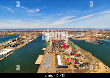 Luftbild auf weltweiten Container-terminal in Bayonne, NJ, USA Stockfoto