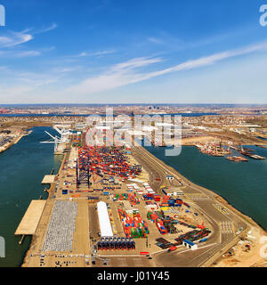 Luftbild, weltweiten Container-terminal in Bayonne, NJ, USA Stockfoto