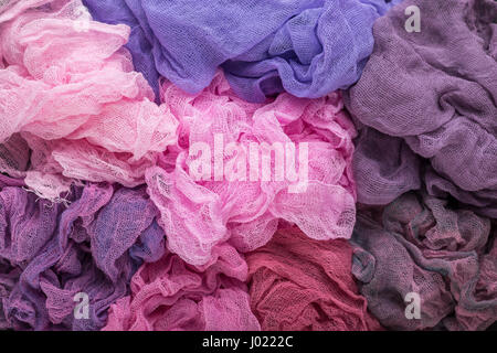 Bunten Hintergrund violett, lila, rosa und roten Farben der Gaze Stoff Stockfoto