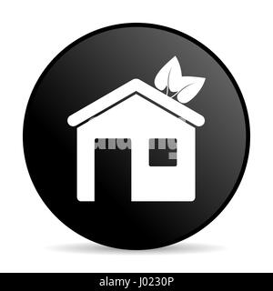 Haus schwarz Webdesign runden Symbol "Internet" auf weißem Hintergrund. Stockfoto