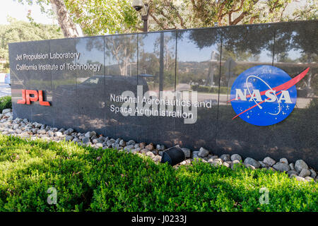 Der Eingang zum Jet Propulsion Laboratory der NASA in La Canada (USA) Stockfoto