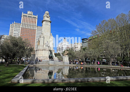 Plaza de España mit Don Quixote (Spanien) Stockfoto