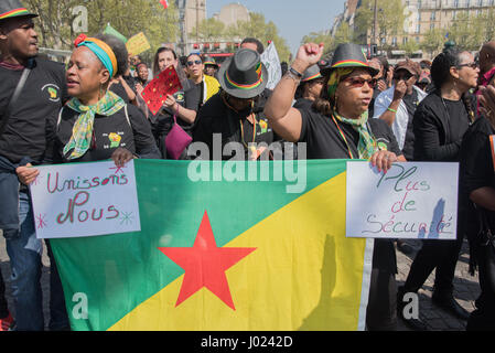 Paris: Demonstration zur Unterstützung des Volkes von Guyana in Kampf Stockfoto