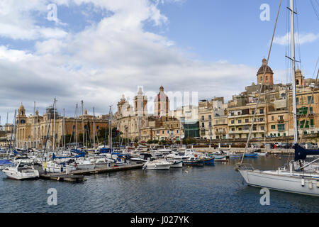Yacht-Marina am Dockyard Creek, Birgu, Valletta Stockfoto