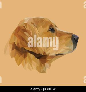 Golden Retriever Hund Tier low-Poly-Design. Dreieck-Vektor-Illustration. Stock Vektor