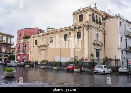 Chiesa di San Sebastiano (Kirche des Heiligen Sebastian) in der Stadt Catania auf der Ostseite der Insel Sizilien, Italien Stockfoto