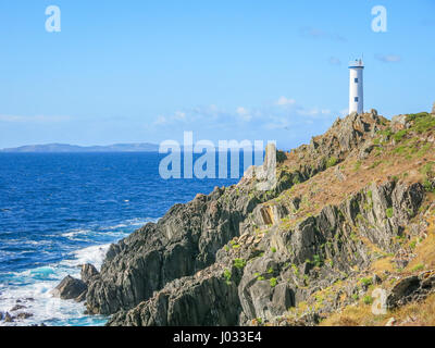 Leuchtturm von Cabo Home in der Nähe von Cangas, Pontevedra, Galicien Stockfoto