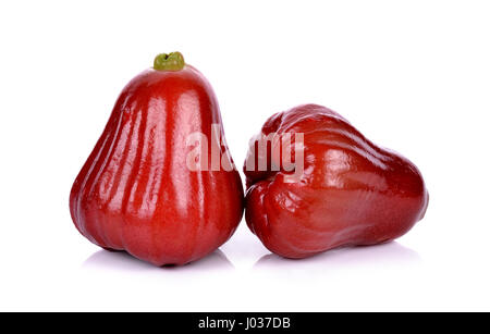 Rose Äpfel isoliert auf weißem Hintergrund. Stockfoto