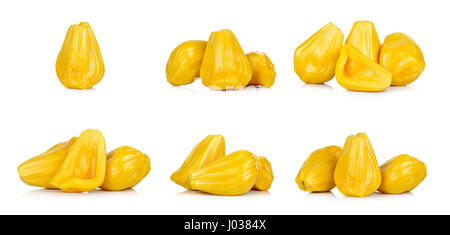 Reife Jackfruit isoliert auf weißem Hintergrund. Stockfoto