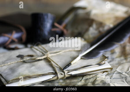 alte Papier schreiben Feder Stockfoto