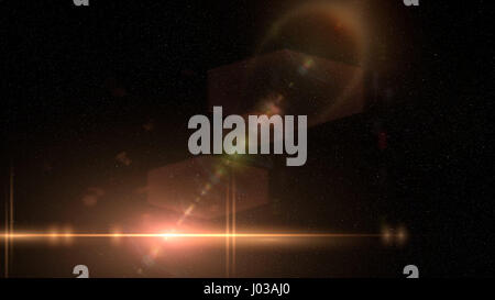 helle schöne Stern im Deep Space - mit bunten Lens-Flare-Effekt Stockfoto