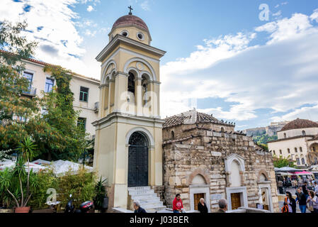 Kirche von Pantanassa (Aslo genannt Entschlafung der Gottesgebärerin) auf dem Monastiraki Platz in Athen, Griechenland Stockfoto