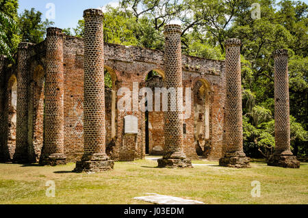 Sheldon Kirche (Prinz William Parish Church), Beaufort, South Carolina Stockfoto