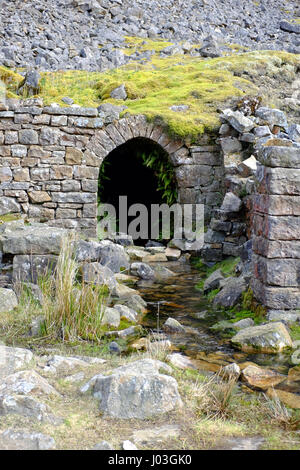 Relikte aus der führen Bergbau-Ära in Gunnerside Gill, Swaledale, Yorkshire Dales, UK Stockfoto