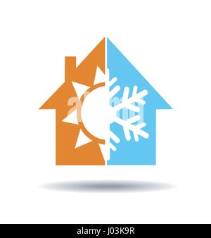 Klimaanlage-Symbol - warm und kalt im Haus Stock Vektor