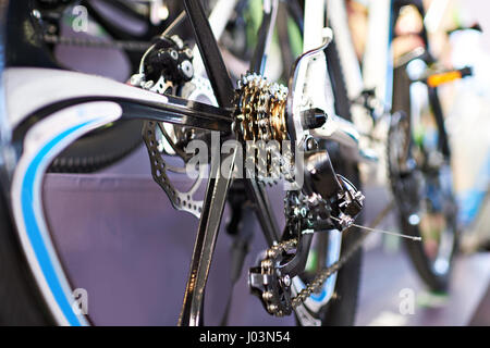 Wagen mit Kette Hinterrad Sport Mountain Bike closeup Stockfoto