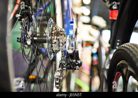 Wagen mit Kette Hinterrad Sport Mountain Bike closeup Stockfoto